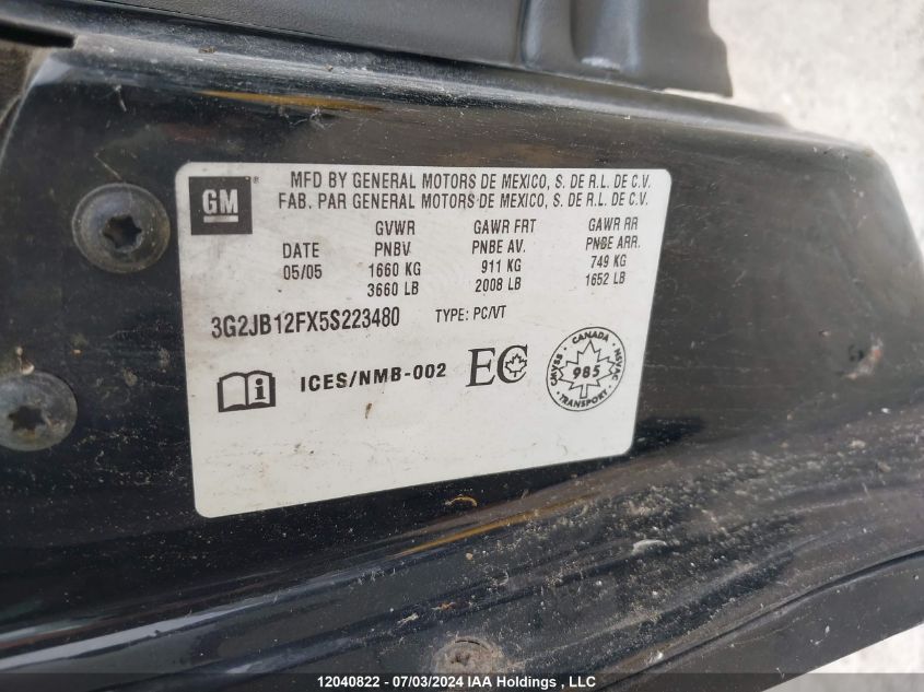 3G2JB12FX5S223480 2005 Pontiac Sunfire