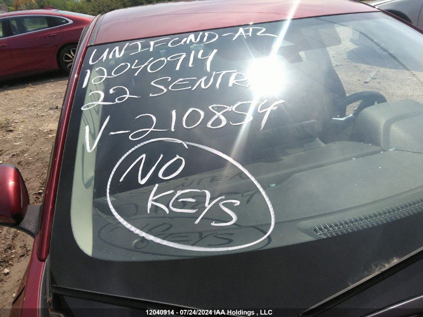 2022 Nissan Sentra VIN: 3N1AB8CV1NY210854 Lot: 12040914