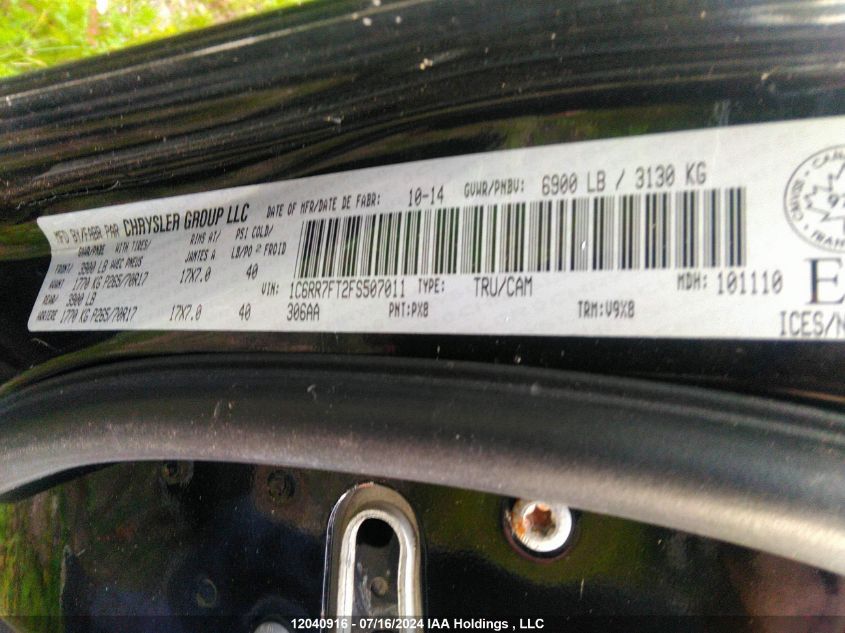 2015 Ram 1500 St VIN: 1C6RR7FT2FS507011 Lot: 12040916