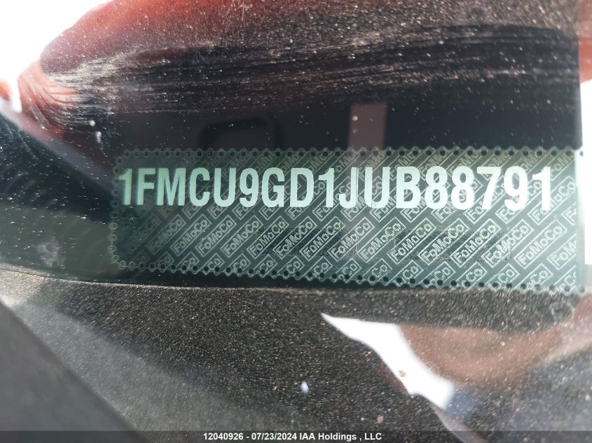 2018 Ford Escape Se VIN: 1FMCU9GD1JUB88791 Lot: 12040926
