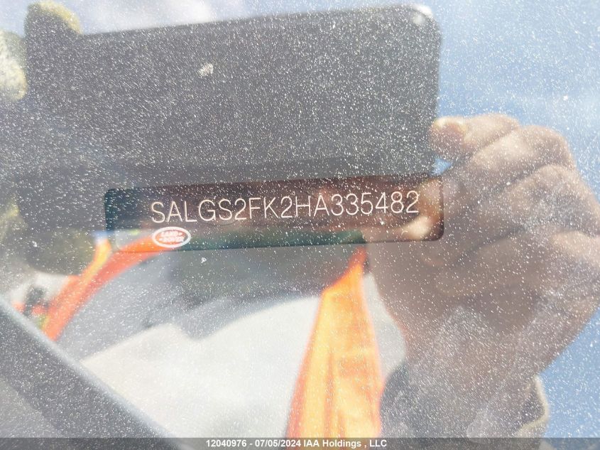 2017 Land Rover Range Rover VIN: SALGS2FK2HA335482 Lot: 12040976