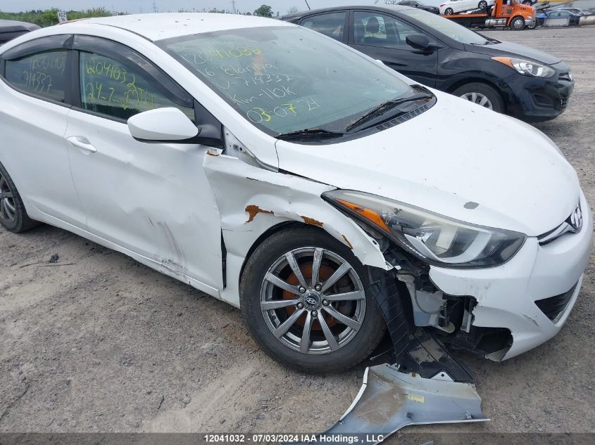 2016 Hyundai Elantra Gl VIN: 5NPDH4AE8GH714337 Lot: 12041032