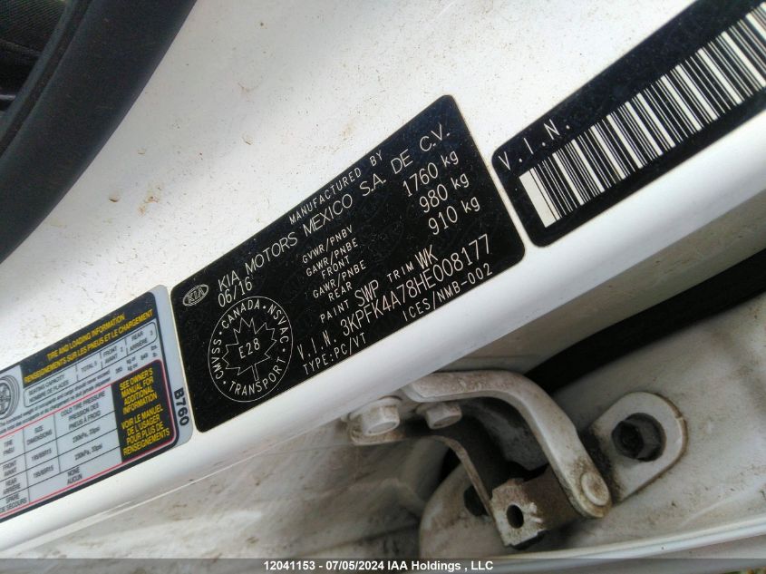 2017 Kia Forte VIN: 3KPFK4A78HE008177 Lot: 12041153