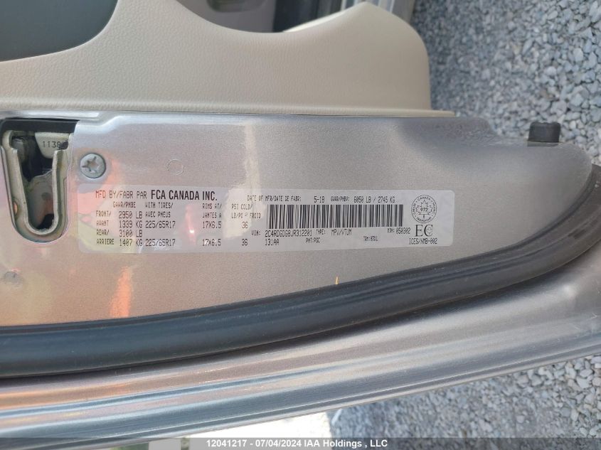 2018 Dodge Grand Caravan VIN: 2C4RDGDG8JR312201 Lot: 12041217