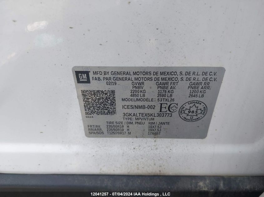 2019 GMC Terrain Sle VIN: 3GKALTEX5KL303773 Lot: 12041257