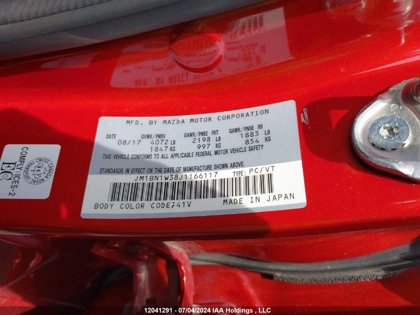 2018 Mazda Mazda3 VIN: JM1BN1W38J1166117 Lot: 12041291