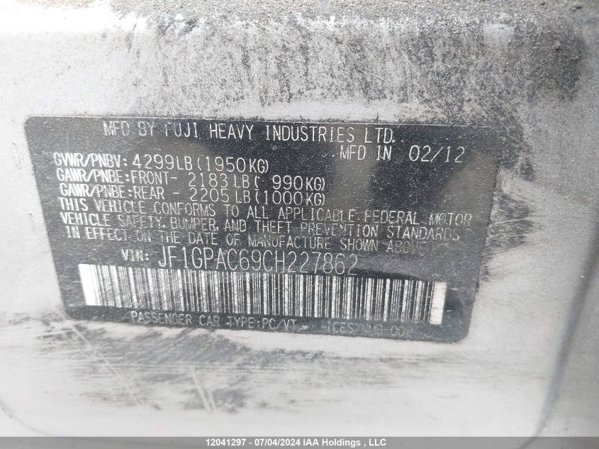 2012 Subaru Impreza Premium VIN: JF1GPAC69CH227862 Lot: 12041297