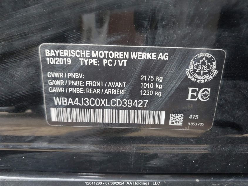 WBA4J3C0XLCD39427 2020 BMW 4 Series