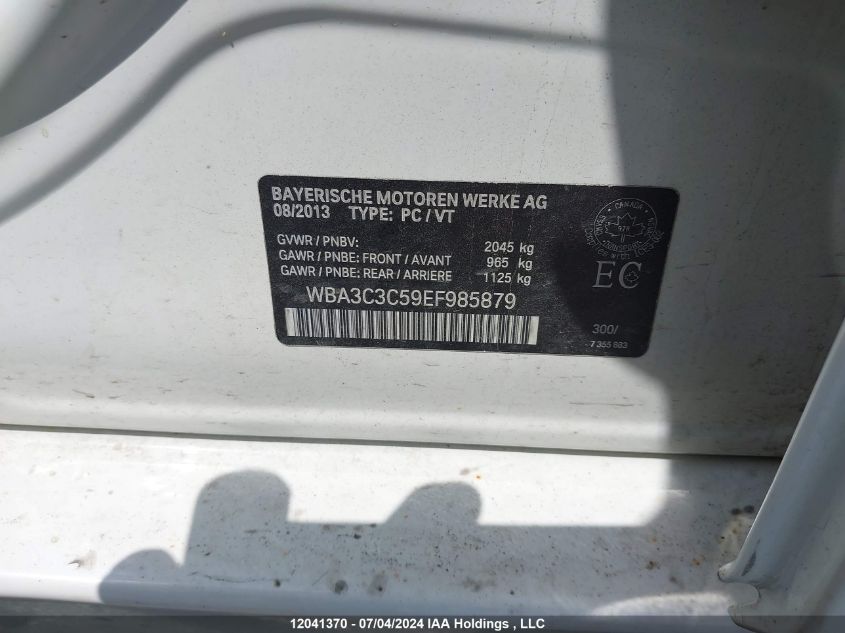 2014 BMW 3 Series VIN: WBA3C3C59EF985879 Lot: 12041370