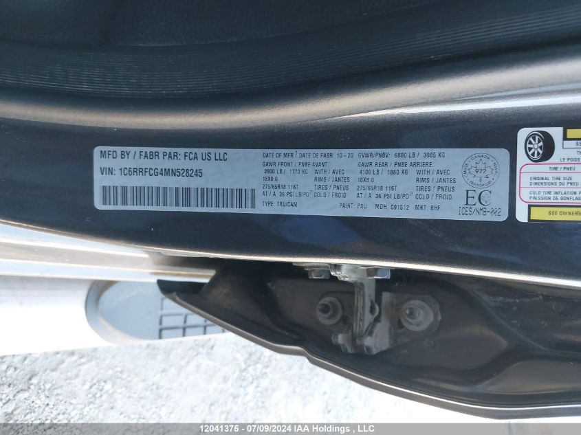 2021 Ram 1500 Tradesman VIN: 1C6RRFCG4MN528245 Lot: 12041375