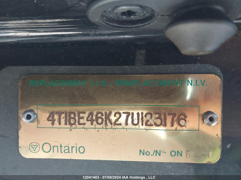 2007 Toyota Camry VIN: 4T1BE46K27U123176 Lot: 12041403