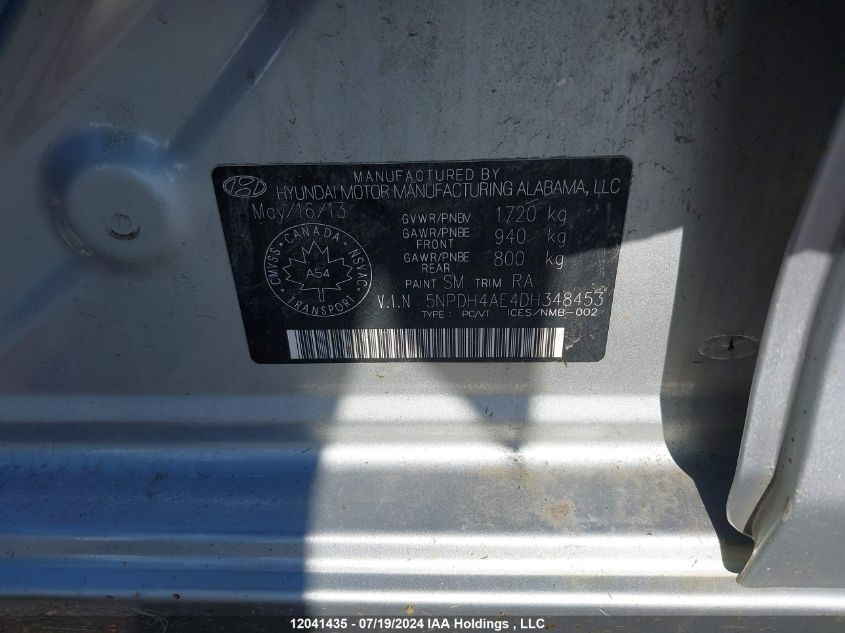 2013 Hyundai Elantra Gl VIN: 5NPDH4AE4DH348453 Lot: 12041435