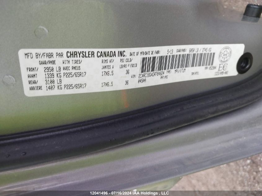 2013 Chrysler Town & Country Touring VIN: 2C4RC1BG4DR784824 Lot: 12041496