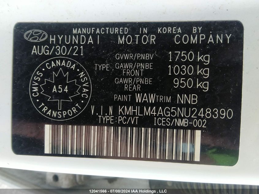 2022 Hyundai Elantra Preferred Ivt With Sun And Tech Package VIN: KMHLM4AG5NU248390 Lot: 12041566