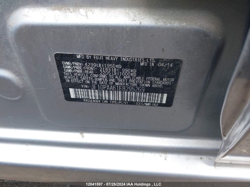 2014 Subaru Impreza VIN: JF1GPAA61E8295269 Lot: 12041597