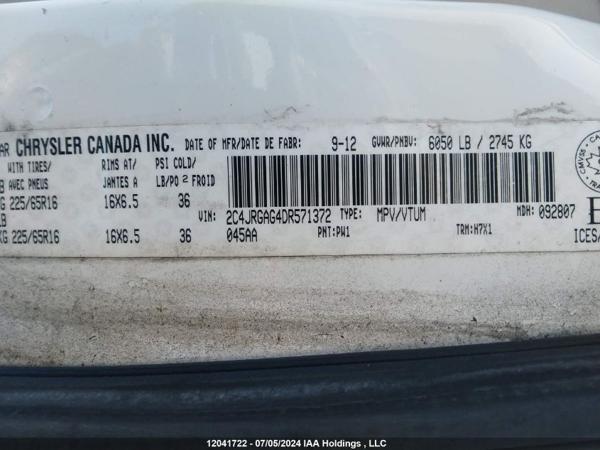 2013 Ram Tradesman VIN: 2C4JRGAG4DR571372 Lot: 12041722