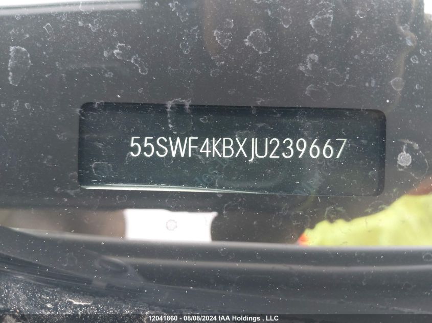 2018 Mercedes-Benz C-Class VIN: 55SWF4KBXJU239667 Lot: 12041860