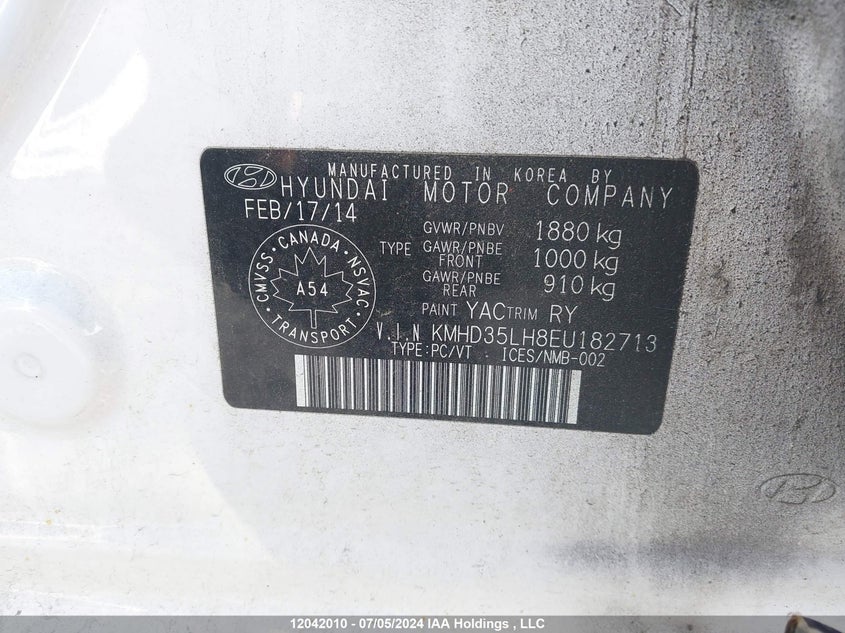 2014 Hyundai Elantra Gt Gls VIN: KMHD35LH8EU182713 Lot: 12042010