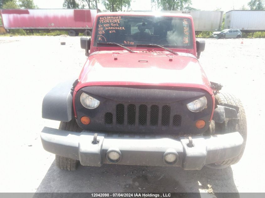 2007 Jeep Wrangler X VIN: 1J4GA39127L100502 Lot: 12042098