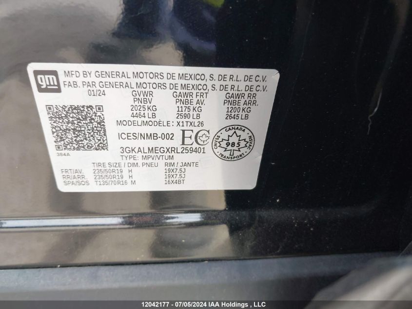 2024 GMC Terrain VIN: 3GKALMEGXRL259401 Lot: 12042177