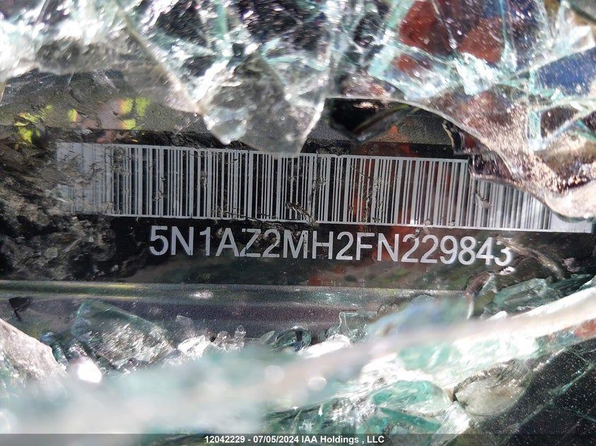 2015 Nissan Murano VIN: 5N1AZ2MH2FN229843 Lot: 12042229