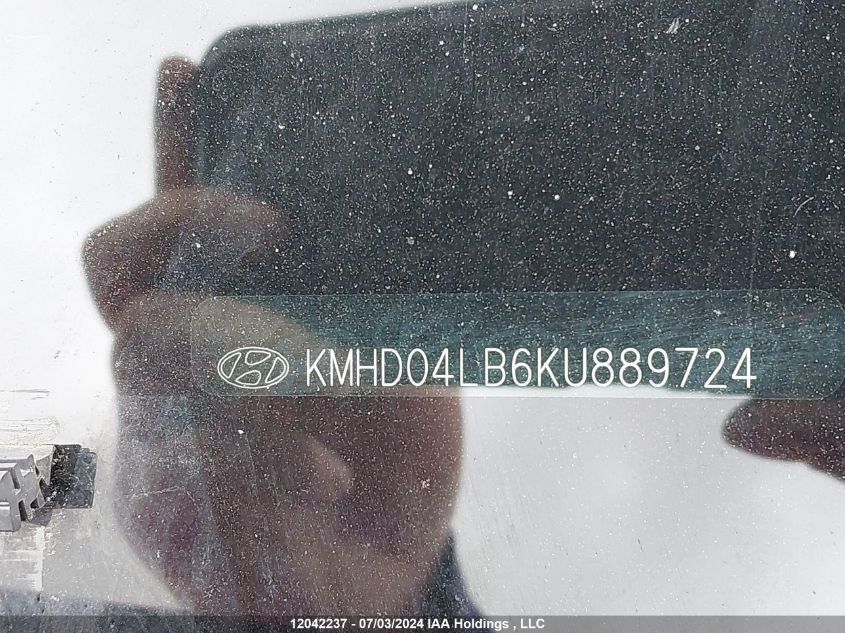 2019 Hyundai Elantra Sport VIN: KMHD04LB6KU889724 Lot: 12042237