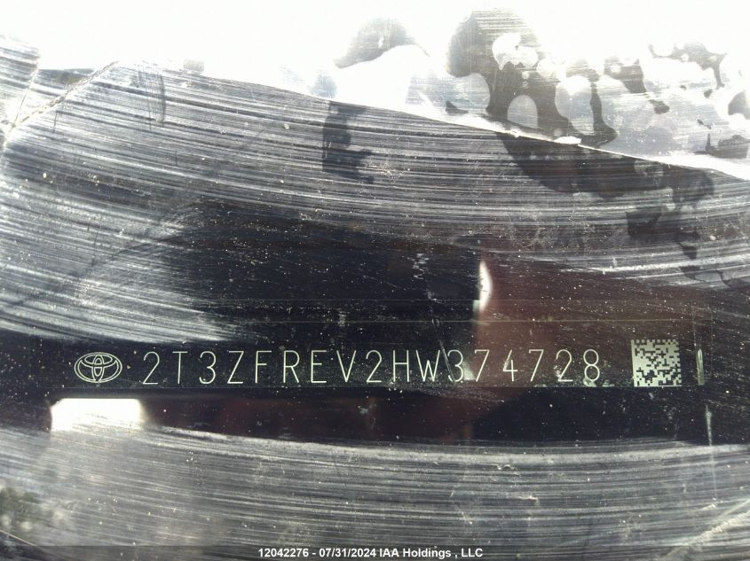 2017 Toyota Rav4 VIN: 2T3ZFREV2HW374728 Lot: 12042276