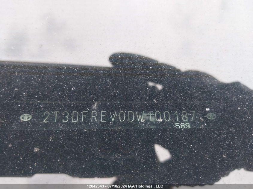 2013 Toyota Rav4 VIN: 2T3DFREV0DW100187 Lot: 12042343