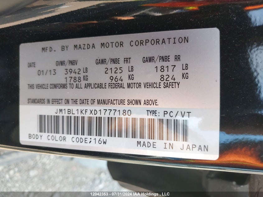 2013 Mazda Mazda3 VIN: JM1BL1KFXD1777180 Lot: 12042353