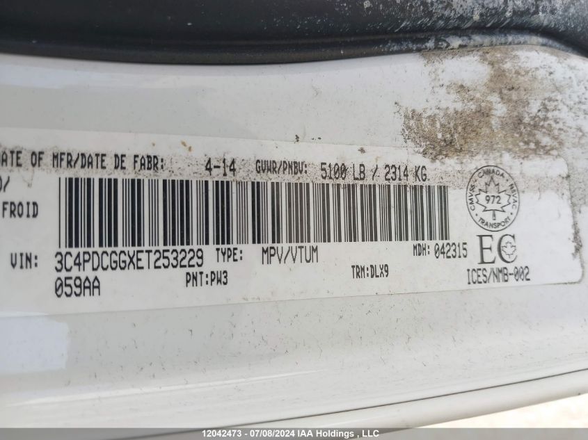 2014 Dodge Journey Crossroad VIN: 3C4PDCGGXET253229 Lot: 12042473