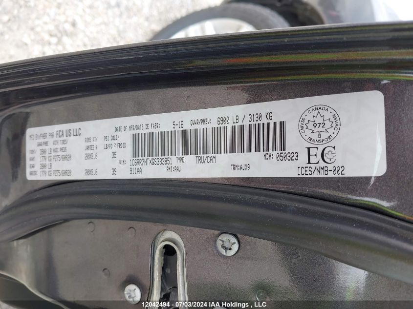 2016 Ram 1500 Sport VIN: 1C6RR7HTXGS333851 Lot: 12042494