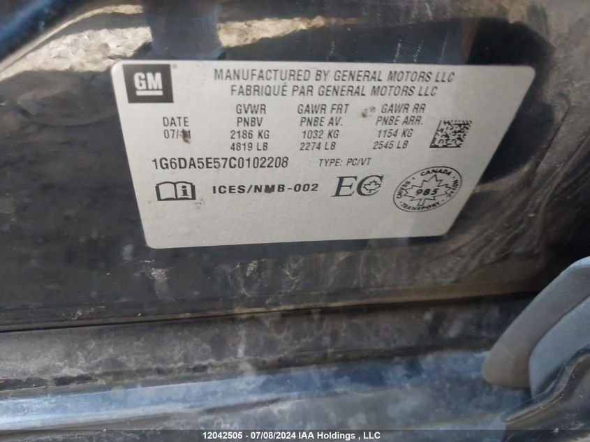 2012 Cadillac Cts VIN: 1G6DA5E57C0102208 Lot: 12042505