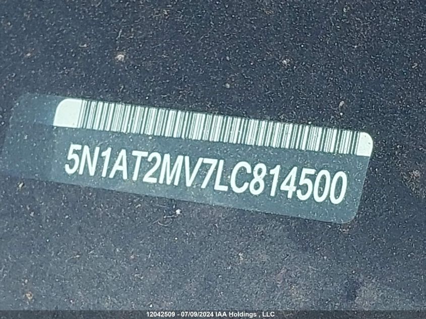 2020 Nissan Rogue S/Sl/Sv VIN: 5N1AT2MV7LC814500 Lot: 12042509