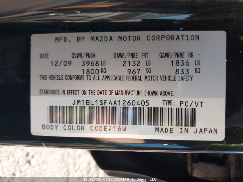2010 Mazda Mazda3 VIN: JM1BL1SF4A1260405 Lot: 12042555