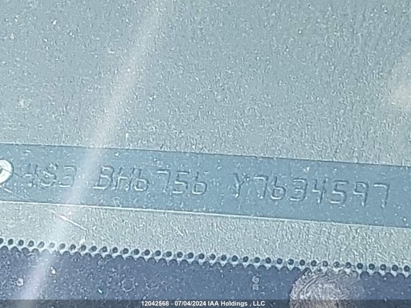 2000 Subaru Legacy Wagon VIN: 4S3BH6756Y7634597 Lot: 12042568