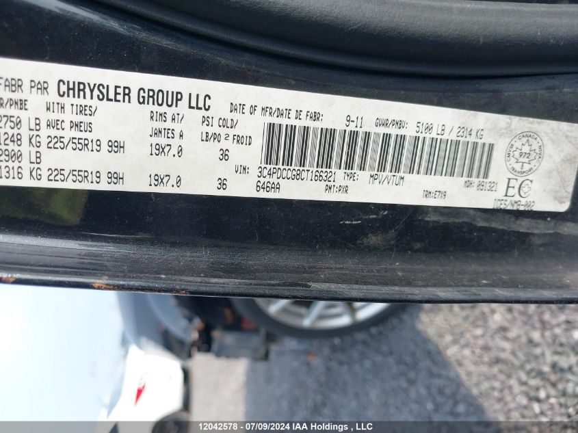 2012 Dodge Journey Sxt VIN: 3C4PDCCG8CT166321 Lot: 12042578