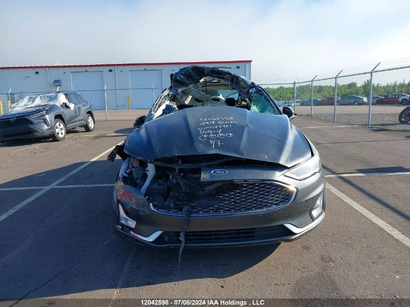 2019 Ford Fusion Hybrid Titanium VIN: 3FA6P0RUXKR190961 Lot: 12042598