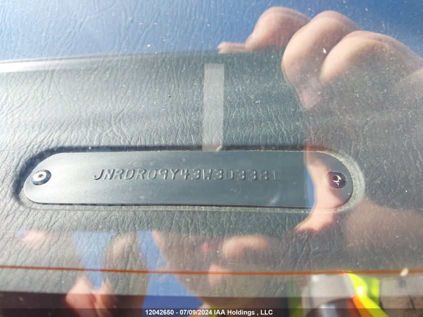 2003 Infiniti Qx4 Luxury VIN: JNRDR09Y43W303381 Lot: 12042650