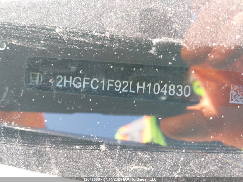2020 Honda Civic Sedan VIN: 2HGFC1F92LH104830 Lot: 12042699