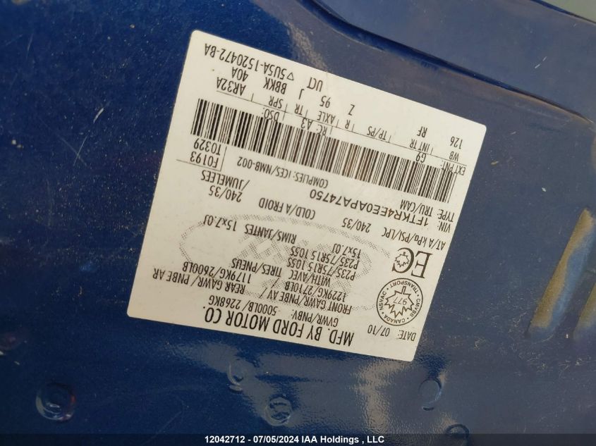 2010 Ford Ranger Super Cab VIN: 1FTKR4EE0APA74750 Lot: 12042712