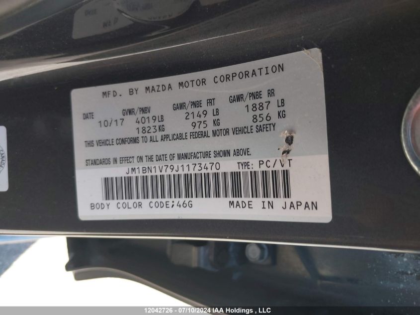 2018 Mazda Mazda3 VIN: JM1BN1V79J1173470 Lot: 12042726