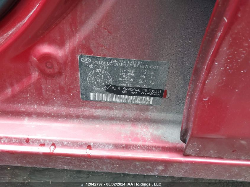 2013 Hyundai Elantra VIN: 5NPDH4AE6DH300341 Lot: 12042797