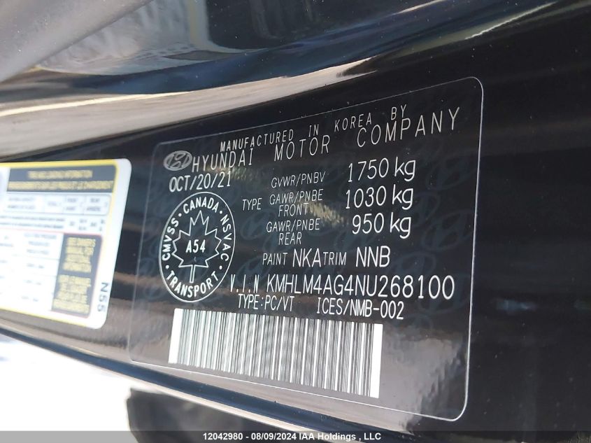 2022 Hyundai Elantra Essential Ivt With Hyundai Smartsense Package VIN: KMHLM4AG4NU268100 Lot: 12042980