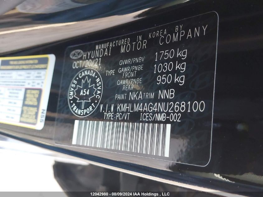 2022 Hyundai Elantra Essential Ivt With Hyundai Smartsense Package VIN: KMHLM4AG4NU268100 Lot: 12042980