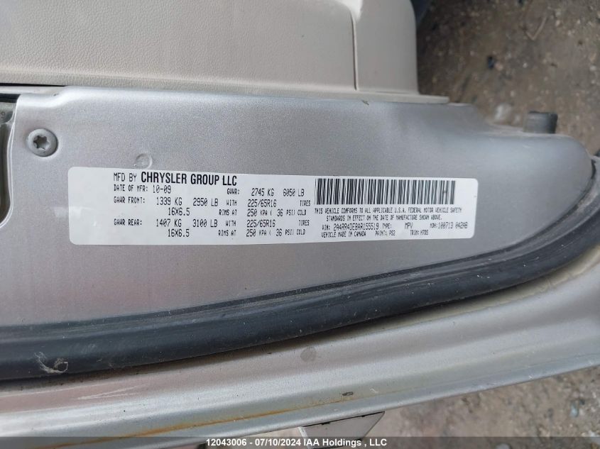 2010 Chrysler Town & Country Lx VIN: 2A4RR4DE8AR155519 Lot: 12043006