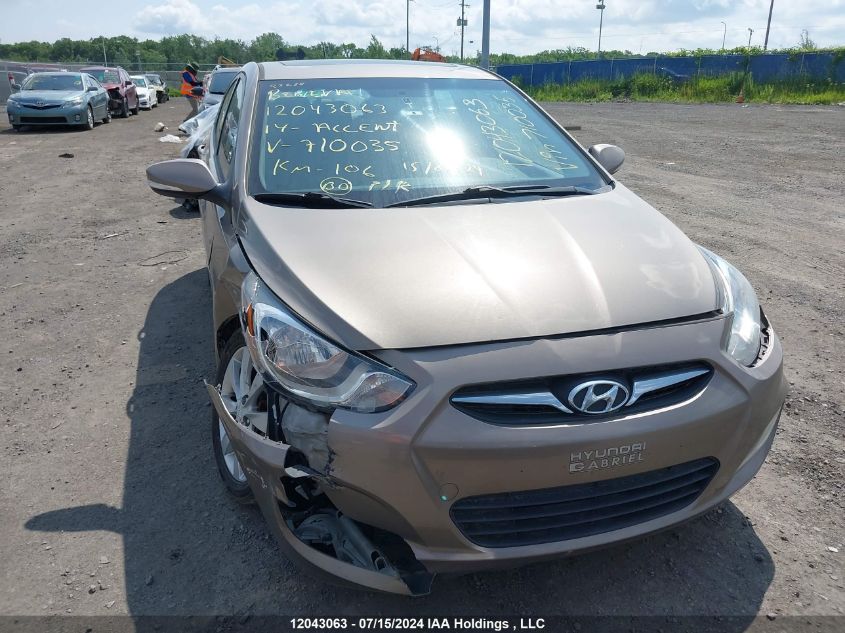 2014 Hyundai Accent Gls VIN: KMHCU4AE8EU710035 Lot: 12043063