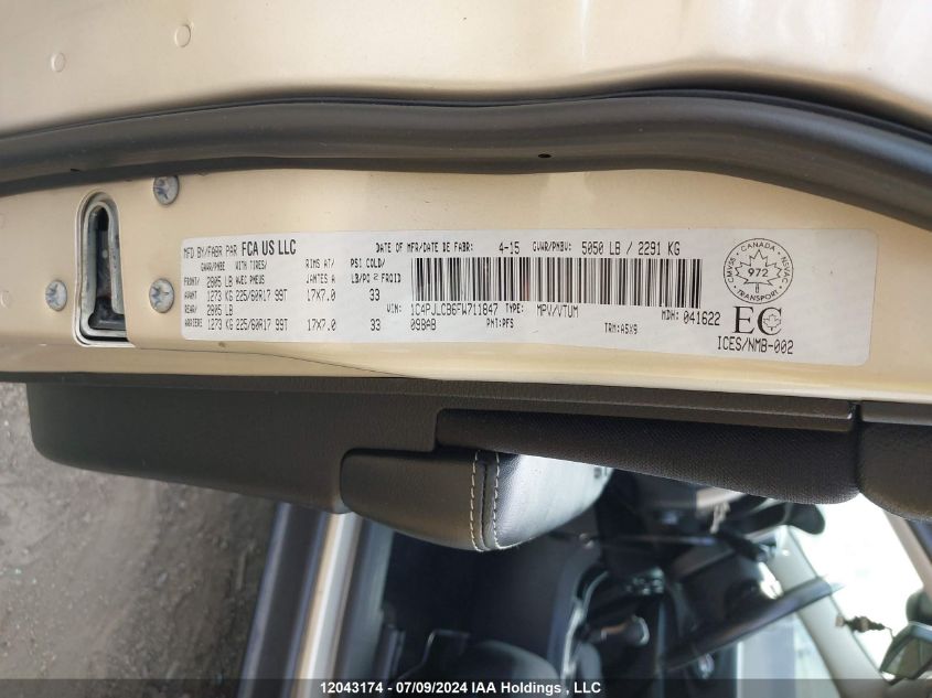 2015 Jeep Cherokee North VIN: 1C4PJLCB6FW711847 Lot: 12043174