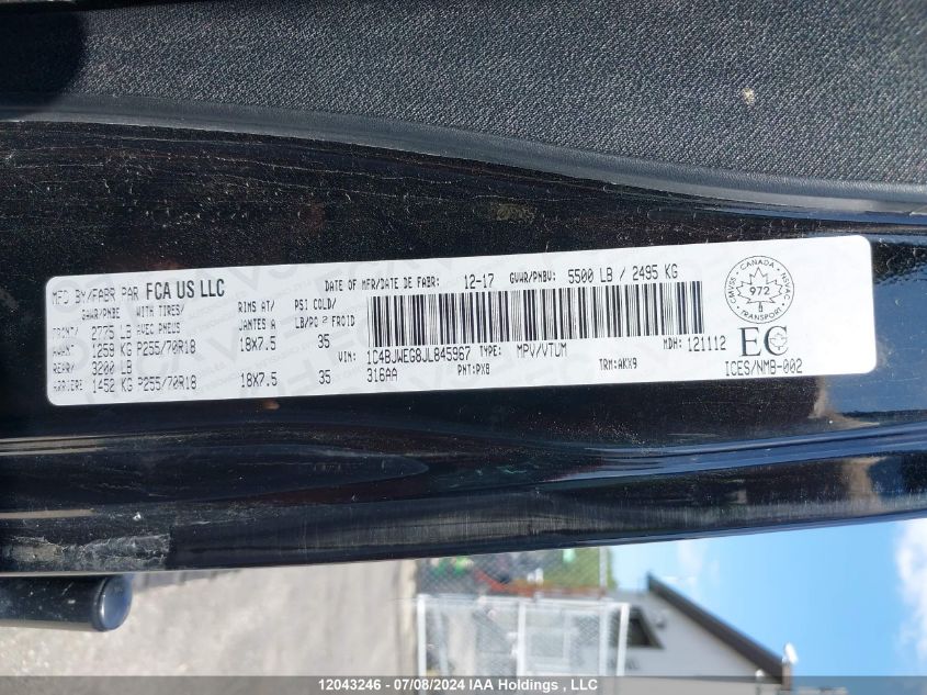 1C4BJWEG8JL845967 2018 JEEP WRANGLER photo no. 9
