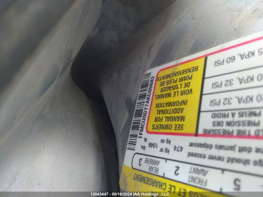 2010 Ford Escape VIN: 1FMCU0D77AKC69882 Lot: 12043447