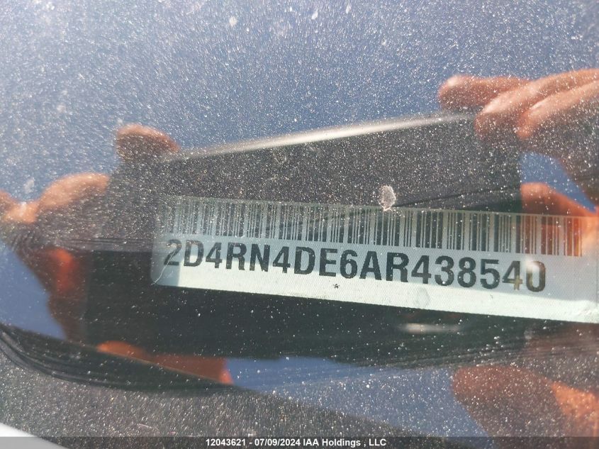 2010 Dodge Grand Caravan Se VIN: 2D4RN4DE6AR438540 Lot: 12043621